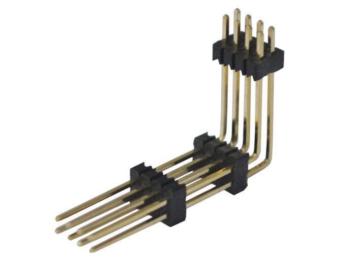 Black 8 Pin Header Connector 1.27mm Two Row Right Angle Three Plastic