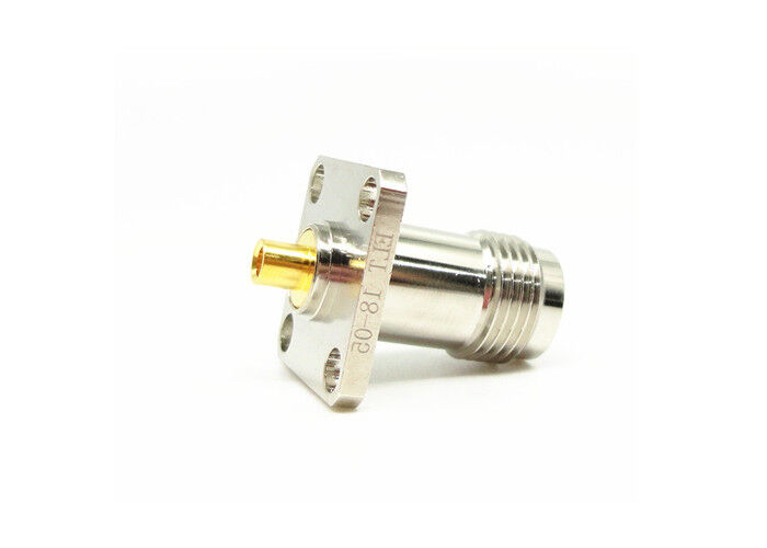 Konektor RF TNC Mount Flange Empat Lubang Female 50 Ohm 11GHz Untuk Gelombang Mikro