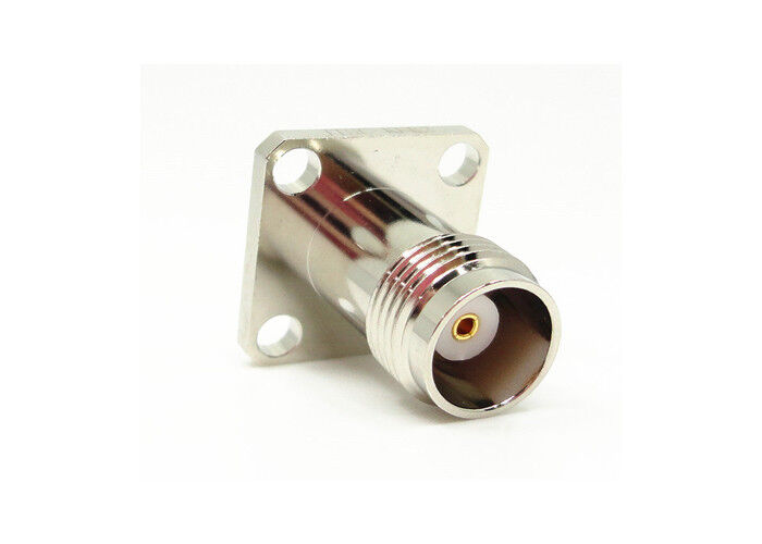 Konektor RF TNC Mount Flange Empat Lubang Female 50 Ohm 11GHz Untuk Gelombang Mikro